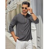 COOFANDY Men’s Henley Shirts Long Sleeve Casual T-Shirts Lightweight Tee | Maverick Slub,Lightweight,Classic,Soft Stretch,Casual,Fashion(Dark Gray)