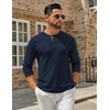 COOFANDY Men’s Henley Shirts Long Sleeve Casual T-Shirts Lightweight Tee | Maverick Slub,Lightweight,Classic,Soft Stretch,Casual,Fashion(Navy Blue)