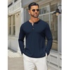 COOFANDY Men’s Henley Shirts Long Sleeve Casual T-Shirts Lightweight Tee | Maverick Slub,Lightweight,Classic,Soft Stretch,Casual,Fashion(Navy Blue)