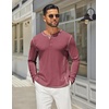COOFANDY Men’s Henley Shirts Long Sleeve Casual T-Shirts Lightweight Tee | Maverick Slub,Lightweight,Classic,Soft Stretch,Casual,Fashion(Wine Red)