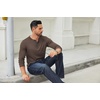 COOFANDY Men’s Long Sleeve Henley Shirts Cotton T-Shirts Casual Pullover Shirt Soft Stretch Basic Tees Fall Tops(Caramel Brown)