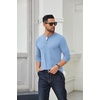 COOFANDY Men’s Long Sleeve Henley Shirts Cotton T-Shirts Casual Pullover Shirt Soft Stretch Basic Tees Fall Tops(Sapphire)