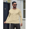 COOFANDY Mens Long Sleeve Muscle T Shirts Slim Fit Casual Crew Neck Ribbed Tee Shirts(Beige)