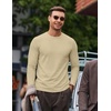COOFANDY Mens Long Sleeve Muscle T Shirts Slim Fit Casual Crew Neck Ribbed Tee Shirts(Beige)
