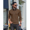 COOFANDY Mens Long Sleeve Muscle T Shirts Slim Fit Casual Crew Neck Ribbed Tee Shirts(Brown)