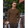COOFANDY Mens Long Sleeve Muscle T Shirts Slim Fit Casual Crew Neck Ribbed Tee Shirts(Brown)
