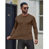 COOFANDY Mens Long Sleeve Muscle T Shirts Slim Fit Casual Crew Neck Ribbed Tee Shirts(Brown)