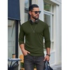 COOFANDY Mens Long Sleeve Muscle T Shirts Slim Fit Casual Crew Neck Ribbed Tee Shirts(Dark Army Green)
