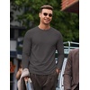 COOFANDY Mens Long Sleeve Muscle T Shirts Slim Fit Casual Crew Neck Ribbed Tee Shirts(Dark Gray)