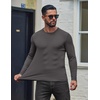 COOFANDY Mens Long Sleeve Muscle T Shirts Slim Fit Casual Crew Neck Ribbed Tee Shirts(Dark Gray)