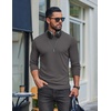 COOFANDY Mens Long Sleeve Muscle T Shirts Slim Fit Casual Crew Neck Ribbed Tee Shirts(Dark Gray)