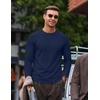 COOFANDY Mens Long Sleeve Muscle T Shirts Slim Fit Casual Crew Neck Ribbed Tee Shirts(Navy Blue)
