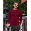COOFANDY Mens Long Sleeve Muscle T Shirts Slim Fit Casual Crew Neck Ribbed Tee Shirts(Wine Red)