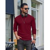 COOFANDY Mens Long Sleeve Muscle T Shirts Slim Fit Casual Crew Neck Ribbed Tee Shirts(Wine Red)