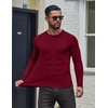 COOFANDY Mens Long Sleeve Muscle T Shirts Slim Fit Casual Crew Neck Ribbed Tee Shirts(Wine Red)