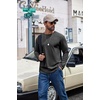 COOFANDY Men’s Long Sleeve Shirts Crew Neck Cotton T-Shirt Casual Shirts | Cotton Fabric, Comfortable and Breathable for Daily Wear, Ribbed Crew Neck, reinforced with Double-Needle Topstitching(Dark Grey)