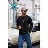 COOFANDY Men’s Long Sleeve Shirts Crew Neck Cotton T-Shirt Casual Shirts | Cotton Fabric, Comfortable and Breathable for Daily Wear, Ribbed Crew Neck, reinforced with Double-Needle Topstitching(Black)