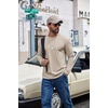 COOFANDY Men’s Long Sleeve Shirts Crew Neck Cotton T-Shirt Casual Shirts | Cotton Fabric, Comfortable and Breathable for Daily Wear, Ribbed Crew Neck, reinforced with Double-Needle Topstitching(Light Khaki)