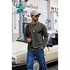 COOFANDY Men’s Long Sleeve Shirts Crew Neck Cotton T-Shirt Casual Shirts | Cotton Fabric, Comfortable and Breathable for Daily Wear, Ribbed Crew Neck, reinforced with Double-Needle Topstitching(Army Green)