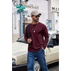 COOFANDY Men’s Long Sleeve Shirts Crew Neck Cotton T-Shirt Casual Shirts | Cotton Fabric, Comfortable and Breathable for Daily Wear, Ribbed Crew Neck, reinforced with Double-Needle Topstitching(Dark Red)