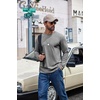 COOFANDY Men’s Long Sleeve Shirts Crew Neck Cotton T-Shirt Casual Shirts | Cotton Fabric, Comfortable and Breathable for Daily Wear, Ribbed Crew Neck, reinforced with Double-Needle Topstitching(Light Grey)