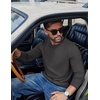 COOFANDY Mens Long Sleeve Tee Shirts Cotton Waffle Crewneck Pullover Tshirts with Contrast Trim(Dark Grey + Black Trim)