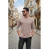 COOFANDY Mens Long Sleeve Tee Shirts Stretch Crew Neck Thermal Shirts Casual T Shirts for Men(Light Khaki)