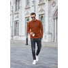 COOFANDY Men’s Mock Neck Sweater Lightweight Ribbed Knit Casual Pullover | Long Sleeve,Casual,Ribbed Knit,Breathable,Half turtleneck,Regular fit(Caramel)