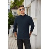 COOFANDY Men’s Mock Neck Sweater Lightweight Ribbed Knit Casual Pullover | Long Sleeve,Casual,Ribbed Knit,Breathable,Half turtleneck,Regular fit(Dark Blue)