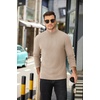 COOFANDY Men’s Mock Neck Sweater Lightweight Ribbed Knit Casual Pullover | Long Sleeve,Casual,Ribbed Knit,Breathable,Half turtleneck,Regular fit(Khaki)