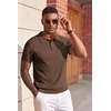 COOFANDY Mens Polo Shirts Textured Knit Short Sleeve Stretch Casual Shirts | Ice-Cool Fabric, Comfortable and Breathable, Three Button placket, unique knit Texture(Brown)