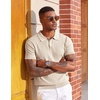 COOFANDY Mens Polo Shirts Textured Knit Short Sleeve Stretch Casual Shirts | Ice-Cool Fabric, Comfortable and Breathable, Three Button placket, unique knit Texture(Light Khaki)