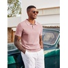 COOFANDY Mens Polo Shirts Textured Knit Short Sleeve Stretch Casual Shirts | Ice-Cool Fabric, Comfortable and Breathable, Three Button placket, unique knit Texture(Pink)