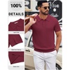 COOFANDY Mens Polo Shirts Textured Knit Short Sleeve Stretch Casual Shirts | Ice-Cool Fabric, Comfortable and Breathable, Three Button placket, unique knit Texture(Wine Red)