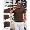 COOFANDY Mens Polo Shirts Textured Knit Short Sleeve Stretch Casual Shirts | Ice-Cool Fabric, Comfortable and Breathable, Three Button placket, unique knit Texture(Brown)