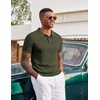 COOFANDY Mens Polo Shirts Textured Knit Short Sleeve Stretch Casual Shirts | Ice-Cool Fabric, Comfortable and Breathable, Three Button placket, unique knit Texture(Army Green)