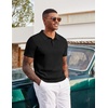COOFANDY Mens Polo Shirts Textured Knit Short Sleeve Stretch Casual Shirts | Ice-Cool Fabric, Comfortable and Breathable, Three Button placket, unique knit Texture(All Black)