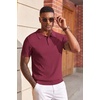 COOFANDY Mens Polo Shirts Textured Knit Short Sleeve Stretch Casual Shirts | Ice-Cool Fabric, Comfortable and Breathable, Three Button placket, unique knit Texture(Wine Red)