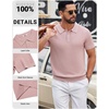COOFANDY Mens Polo Shirts Textured Knit Short Sleeve Stretch Casual Shirts | Ice-Cool Fabric, Comfortable and Breathable, Three Button placket, unique knit Texture(Pink)