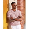 COOFANDY Mens Polo Shirts Textured Knit Short Sleeve Stretch Casual Shirts | Ice-Cool Fabric, Comfortable and Breathable, Three Button placket, unique knit Texture(Pink)