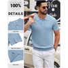 COOFANDY Mens Polo Shirts Textured Knit Short Sleeve Stretch Casual Shirts | Ice-Cool Fabric, Comfortable and Breathable, Three Button placket, unique knit Texture(Light Blue)