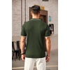 COOFANDY Men’s Quarter Zip Polo Shirt Short Sleeve Ribbed Knit Golf Tee | Collared, 1/4 Zip, Textured, Casual, Business Shirt Lightweight, Breathable, Elastic T Shirt for Men(Stripes Army Green Stripes)