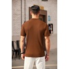 COOFANDY Men’s Quarter Zip Polo Shirt Short Sleeve Ribbed Knit Golf Tee | Collared, 1/4 Zip, Textured, Casual, Business Shirt Lightweight, Breathable, Elastic T Shirt for Men(Brown)