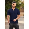 COOFANDY Men’s Quarter Zip Polo Shirt Short Sleeve Ribbed Knit Golf Tee | Collared, 1/4 Zip, Textured, Casual, Business Shirt Lightweight, Breathable, Elastic T Shirt for Men(A-navy Blue)