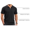 COOFANDY Men’s Quarter Zip Polo Shirt Short Sleeve Ribbed Knit Golf Tee | Collared, 1/4 Zip, Textured, Casual, Business Shirt Lightweight, Breathable, Elastic T Shirt for Men(Black)