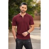 COOFANDY Men’s Quarter Zip Polo Shirt Short Sleeve Ribbed Knit Golf Tee | Collared, 1/4 Zip, Textured, Casual, Business Shirt Lightweight, Breathable, Elastic T Shirt for Men(Wine Red)
