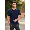 COOFANDY Men’s Quarter Zip Polo Shirt Short Sleeve Ribbed Knit Golf Tee | Collared, 1/4 Zip, Textured, Casual, Business Shirt Lightweight, Breathable, Elastic T Shirt for Men(Stripes Navy Blue Stripes)