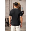 COOFANDY Men’s Quarter Zip Polo Shirt Short Sleeve Ribbed Knit Golf Tee | Collared, 1/4 Zip, Textured, Casual, Business Shirt Lightweight, Breathable, Elastic T Shirt for Men(Striped Black Striped)