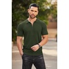 COOFANDY Men’s Quarter Zip Polo Shirt Short Sleeve Ribbed Knit Golf Tee | Collared, 1/4 Zip, Textured, Casual, Business Shirt Lightweight, Breathable, Elastic T Shirt for Men(Army Green)