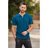 COOFANDY Men’s Quarter Zip Polo Shirt Short Sleeve Ribbed Knit Golf Tee | Collared, 1/4 Zip, Textured, Casual, Business Shirt Lightweight, Breathable, Elastic T Shirt for Men(Denim Blue)